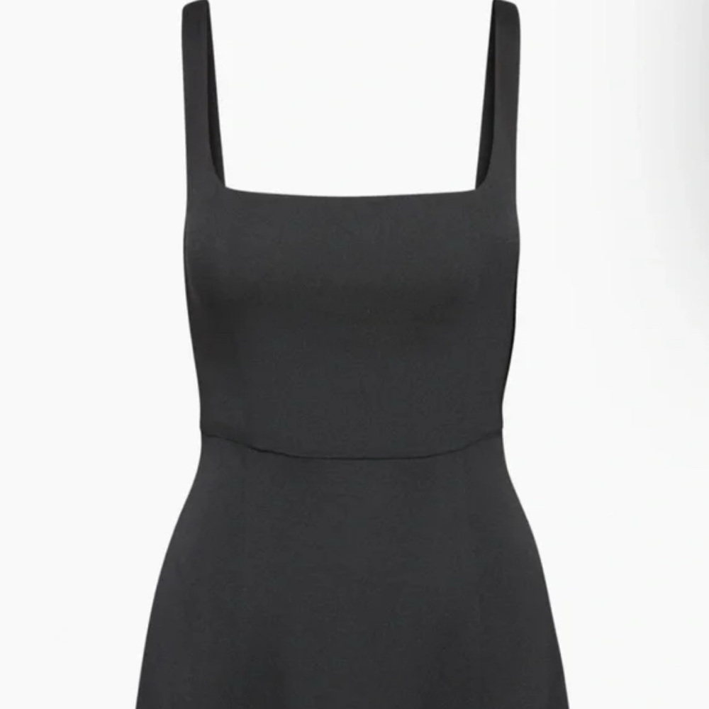 Aritzia Delune Open Back Black Linen Mini Dress